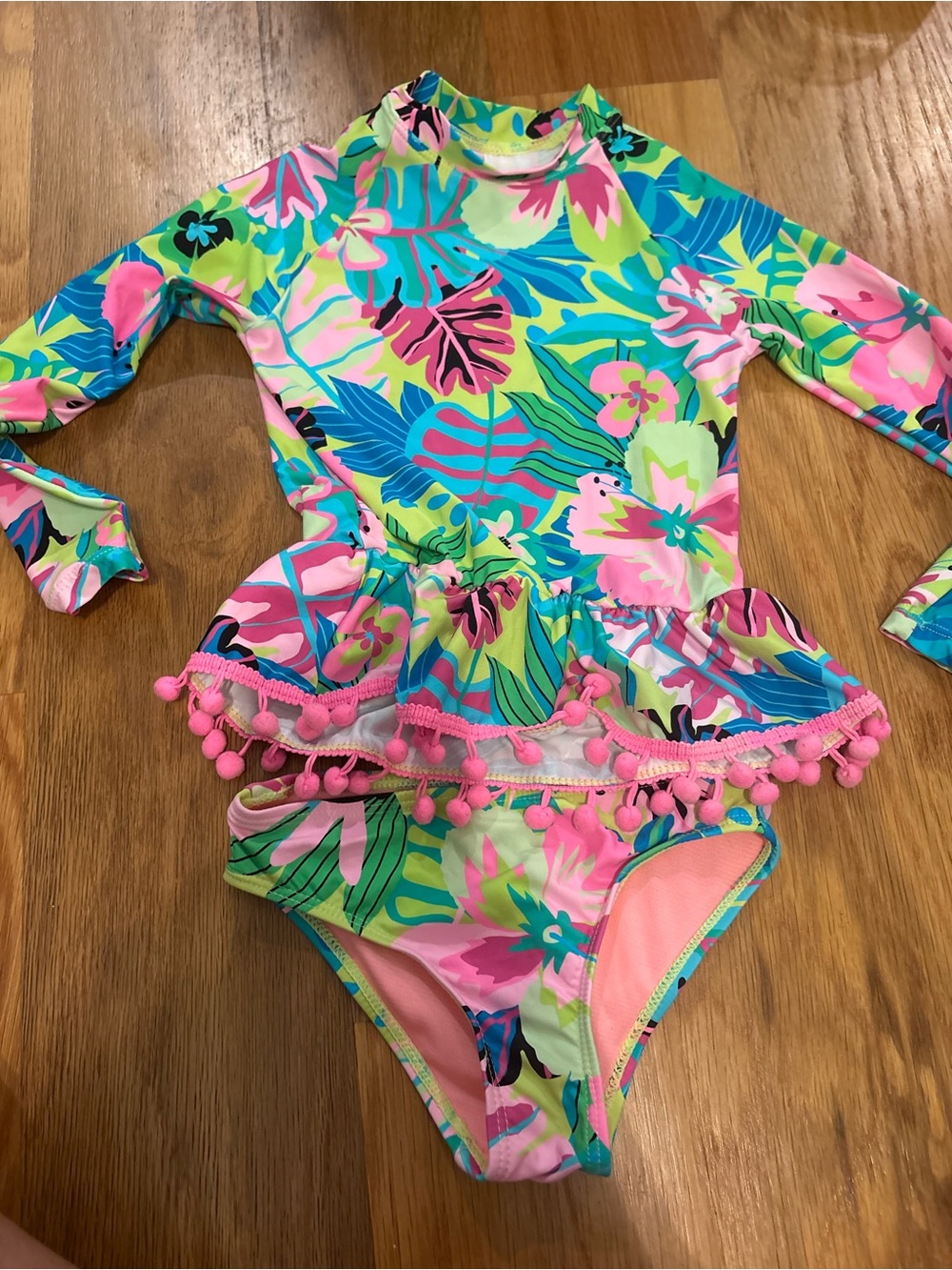 adidas Girls Floral Long-Sleeve Rashguard Set - Pink, Blue, Green